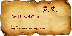 Pauli Klára névjegykártya